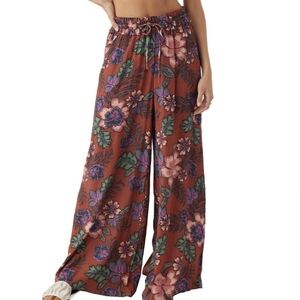 O'Neill XL Ninette Solana Crinkle Floral Wide Leg Pants